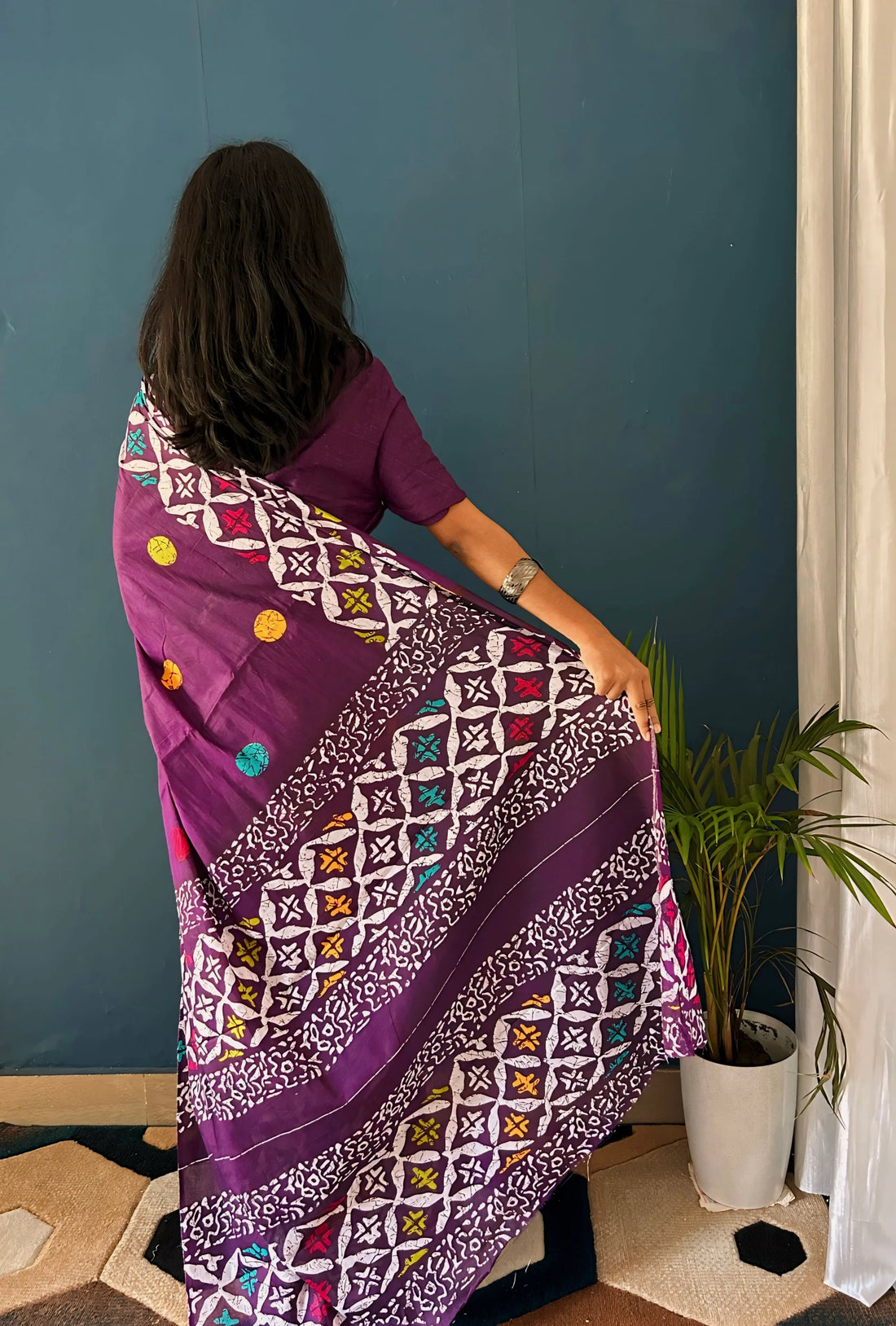 Purple Jaipuri Printed Mul Cotton Saree
