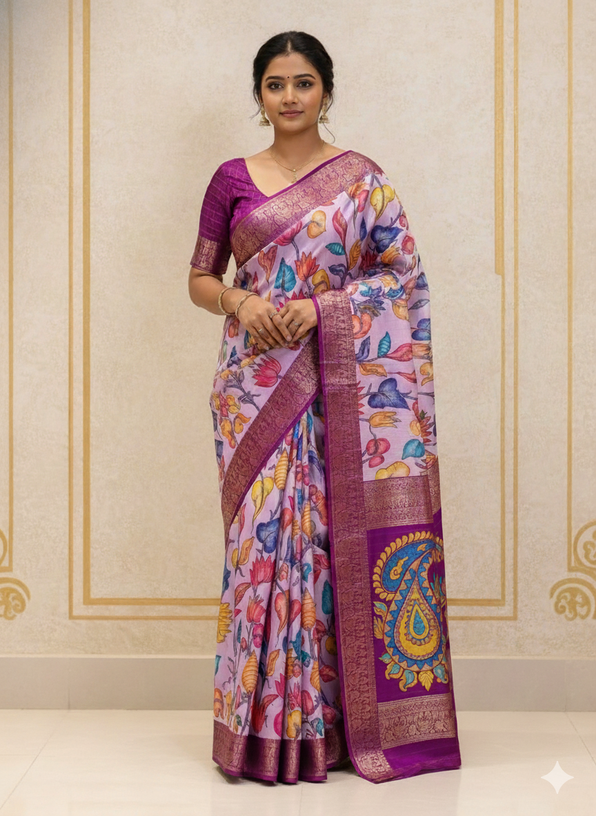 Purple Premium Dola Silk Saree