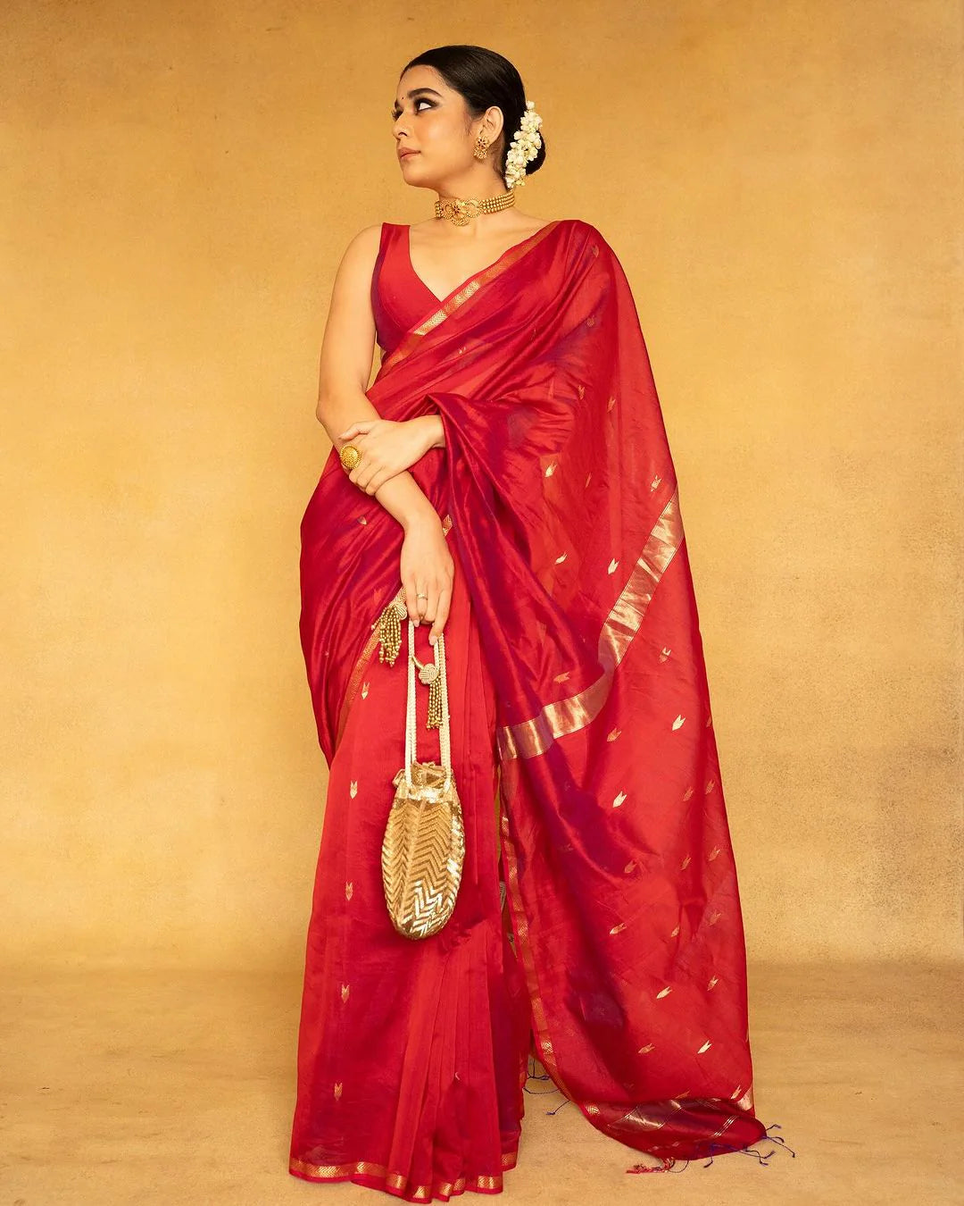 Red - Silk Cotton Handloom Saree