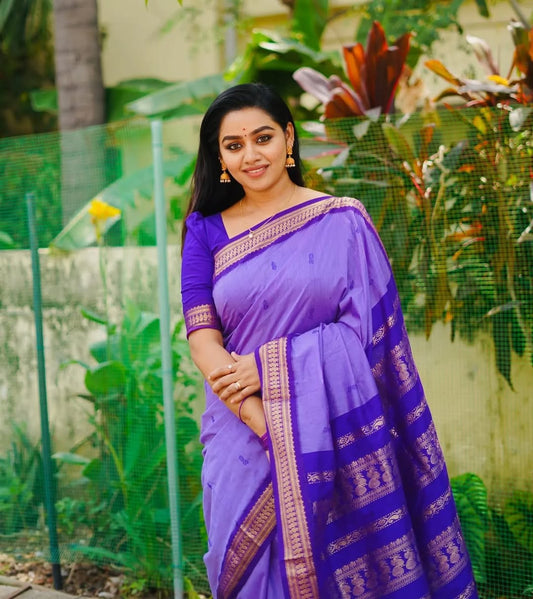 Purple Butta Kalyani Silk Cotton Saree