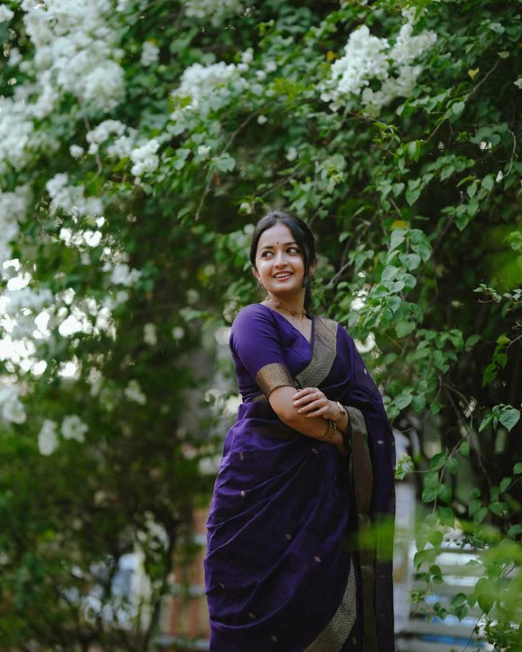 Violet - Silk cotton Handloom Saree