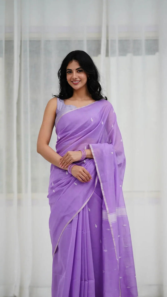 Lilac - Silk Cotton saree