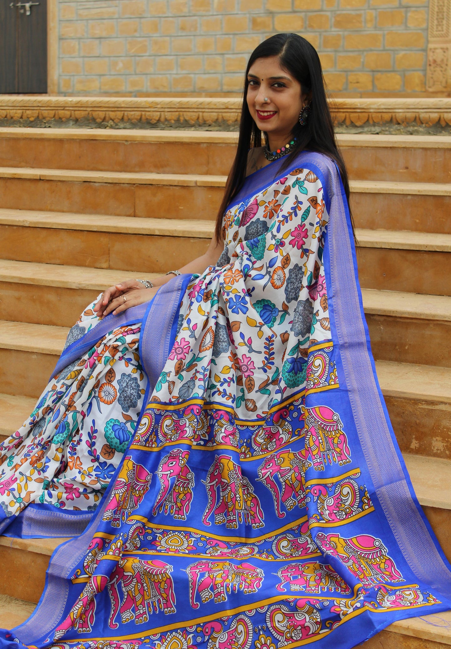 Blue Premium Dola Silk Saree