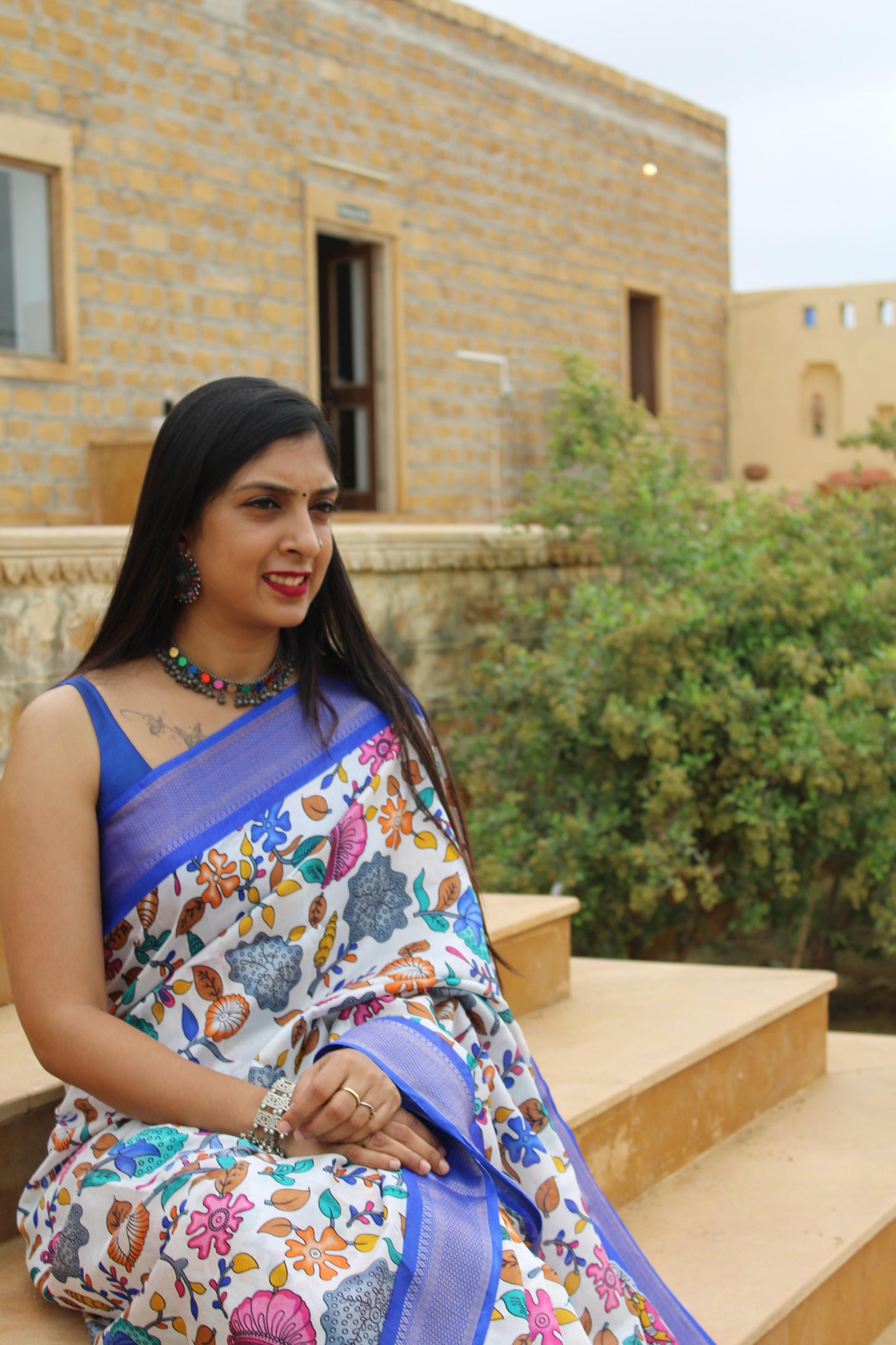 Blue Premium Dola Silk Saree