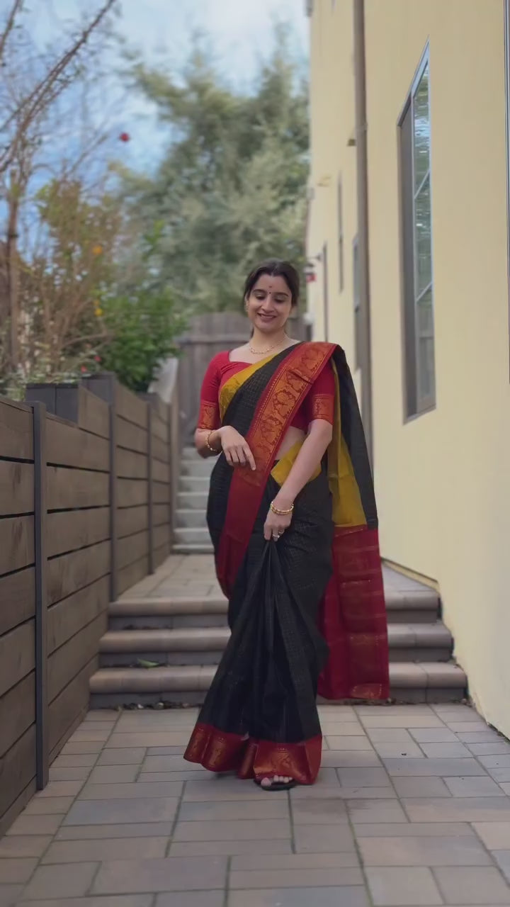 Black - Sungadi Cotton Saree