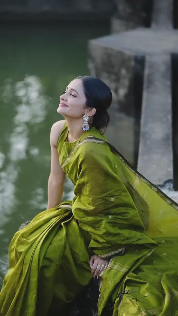 Light Green - Silk cotton Handloom Saree