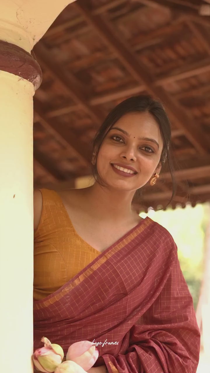 Maroon - Sungadi Cotton Saree