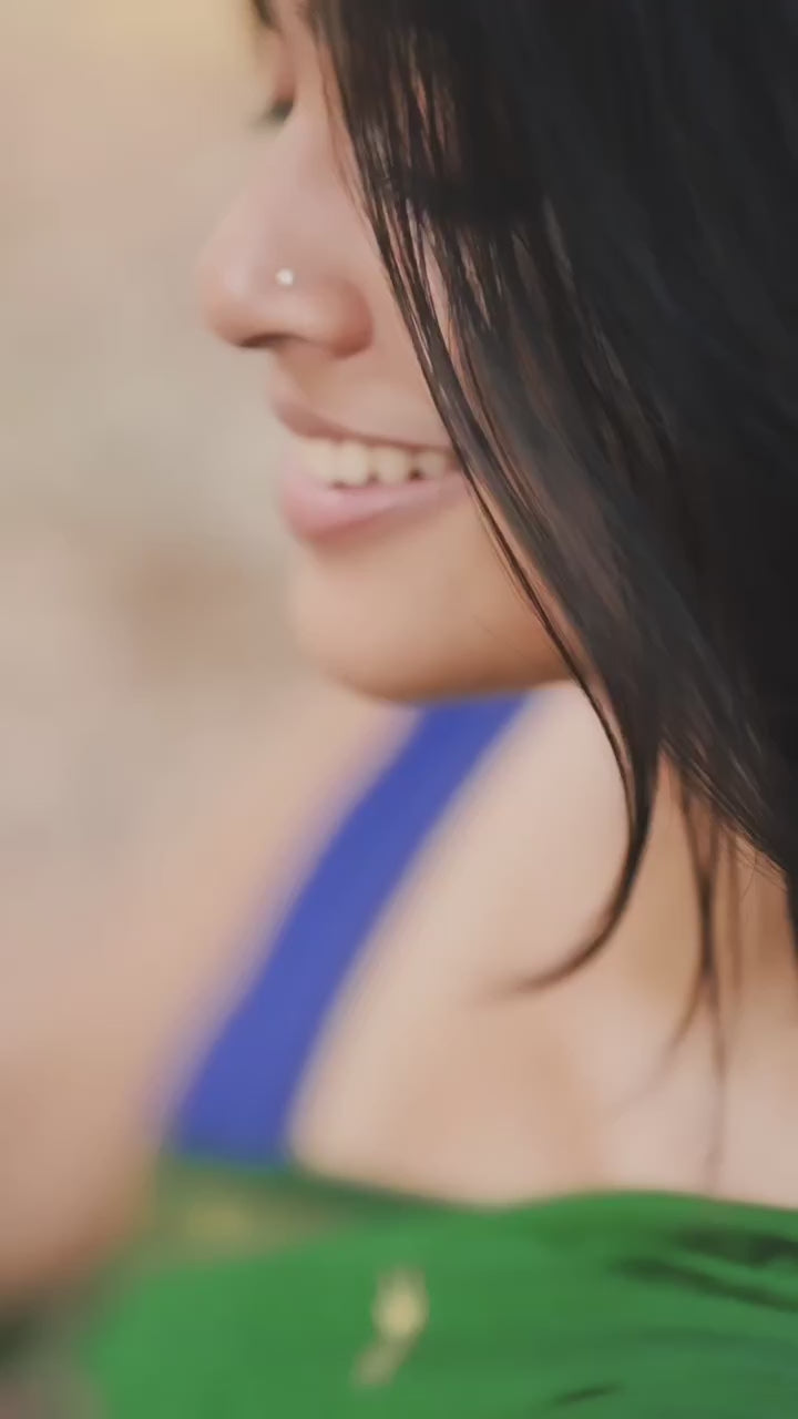 Ananthika inspired Bottle Green and Navy Blue - Silk cotton Handloom Saree