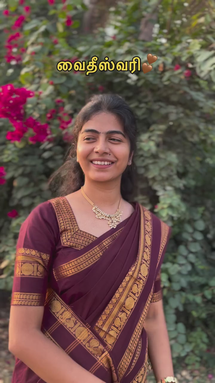 Coffee Brown Kanchi Cotton Saree