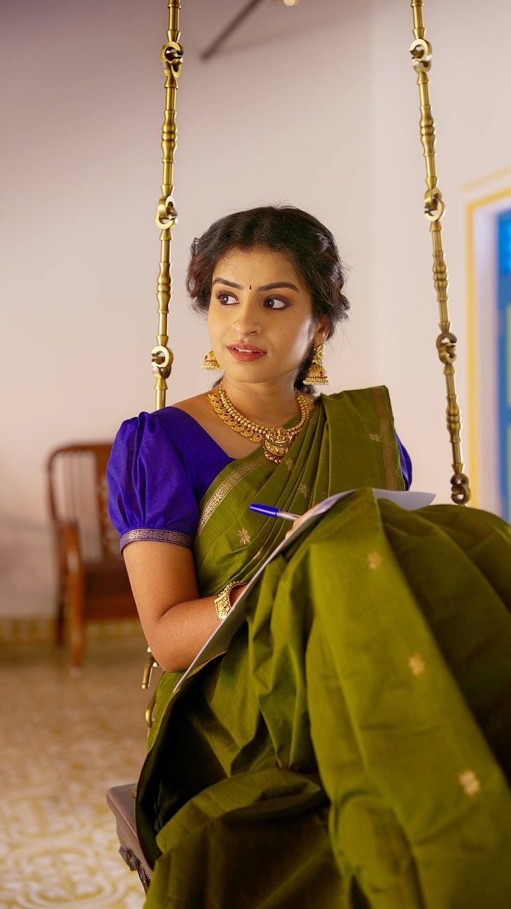 Light Green and Blue - Silk cotton Handloom Saree